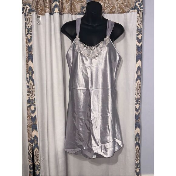 RARE Vintage Vtg California Miss full slip Cami-dress size medium purplish grey - Picture 1 of 6